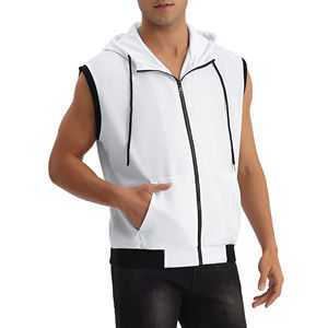 2024 <b>Men's</b> <b>Sleeveless</b> Gym <b>Hoodies</b> Cotton Breathable Bodybuilding Muscle Print Plain Dyed for Winter Workouts - Product Image 4