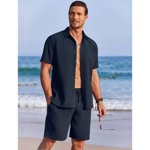 Summer New <b>Men</b> Casual T-Shirt and <b>Shorts</b> Sets <b>Short</b> Sleeve Solid Color 2 Piece Tracksuit Set Made in Pakistan 2025 - Product Image 2