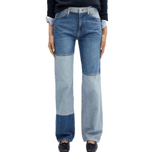 Jeans de Pierna Ancha con Parches a la Moda de Alta Calidad para Mujer, Transpirables, a Precio Económico, Cintura Alta, Jeans de Mezclilla Personalizados para Mujer - Product Image 3