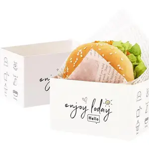 Paper Take Out Containers Sandwich Take Out Boxes,Mini Burger Boxes,Toast Holding Bread Tray for Take Out Food Containers