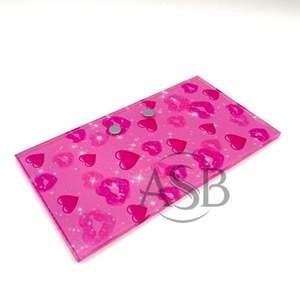 แผ่นรองขนตาอะคริลิคน้ำหนักเบา สีชมพูสด รูปหัวใจ พิมพ์โลโก้ตามสั่ง บริการพิมพ์ OEM สำหรับแผ่นรองขนตา - Product Image 5