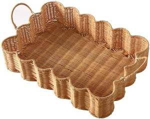 ชุดตะกร้าผลไม้หวายสานทำมือ |   ชามเสิร์ฟหวายพร้อมฐานตั้ง |   ถาดเก็บของขอบหยักตกแต่ง - Product Image 1