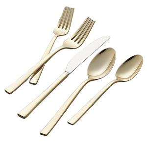 ชุดช้อนส้อมมีดีไซน์เป็นเอกลักษณ์ชุด5ชิ้นมีด้ามจับทองใช้สำหรับอาหาร - Product Image 2