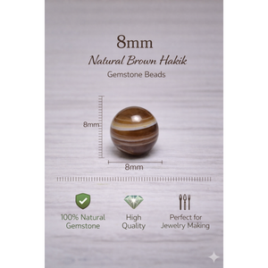 ลูกปัดหินธรรมชาติสีน้ำตาลทรงกลม 8 มม. คุณภาพสูง สำหรับทำเครื่องประดับ DIY สร้อยข้อมือ สร้อยคอ ขายส่ง - Product Image 3