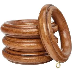 LP Anneaux de tringle à rideaux en bois fait à la main Anneaux de tringle à rideaux en bois de hêtre naturel avec clips Anneau de rideau en bois massif réglable - Product Image 4