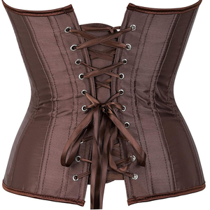 Corsets Sexy en Soie de Style Nouveau Brillant Marron Poussiéreux pour Femmes Haut Corset Réversible en Soie Polyester Veste pour Hommes 2026 - Product Image 5