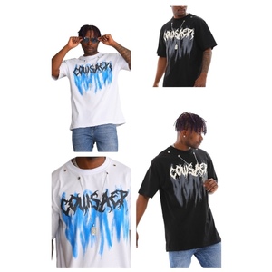 Camiseta Extra Grande Estilo Urbano con Estampado Gráfico Vintage, Talla Grande, Algodón Grueso y Elegante - Product Image 1