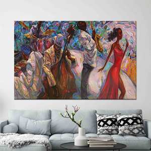 Impresión en lienzo de cantante de jazz africano: arte de pared circular moderno, lienzo enrollado de 1 pieza - Product Image 1