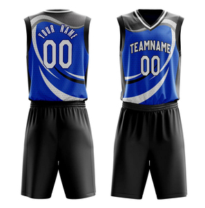 Vêtements de basket-ball réversibles personnalisables, ensemble d'uniformes, uniformes de basket-ball respirants noirs pour garçons et hommes, maillot de basket-ball OEM - Product Image 1