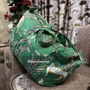 Sac polochon en coton fait main de haute qualité avec fermeture à glissière pochette de voyage multifonctionnelle taille personnalisable - Product Image 4