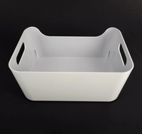Nouvelle boîte de rangement minimaliste rectangulaire en PP blanc, durable et écologique, pour cuisine, bureau, évier, tiroir, armoire, ou comme boîte à collation de bureau.