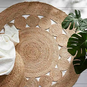 High Quality Organic <b>Jute</b> Area <b>Rugs</b> Customized Size Reversible Modern Handmade Carpet Set for Home - Product Image 1