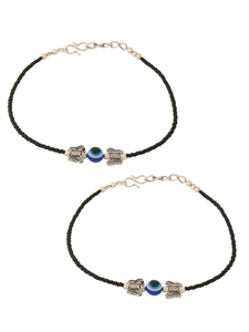 Tobillera de Plata con Cuentas Negras, Mariposa y Ojo Turco para Mujer, Joyería para el Pie - Product Image 3