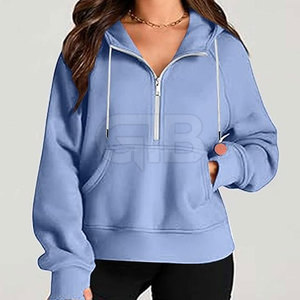 Nouveaux vêtements à la mode grande taille demi-fermeture éclair sweats à capuche coton style décontracté demi-fermeture éclair - Product Image 4