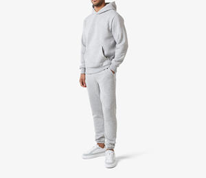 Vente en gros 100% coton jogging costume 2 pièces poids lourd surdimensionné à capuche et joggeurs ensembles hommes survêtements personnalisés survêtements - Product Image 2