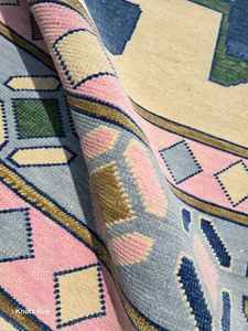 Colección de alfombras de lana anudadas a mano antiguas 8x14 9x12 tamaños cangrejo Oushak diseño rezando hogar alfombras rosas Algodón hecho a mano - Product Image 4