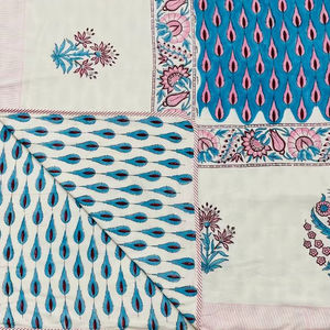 Jaipur Hand <b>Block</b> Printed Soft Cotton Single <b>Bed</b> Dohar Artisan Made Traditional Hand Crafted 100% Cotton Reversible Dohar - Product Image 1