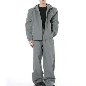 ชุดกันลมผ้าโพลีเอสเตอร์น้ำหนักเบาสำหรับฤดูร้อนเสื้อแจ็กเก็ตและกางเกงสำหรับเดินป่าและวิ่ง - Product Image 3