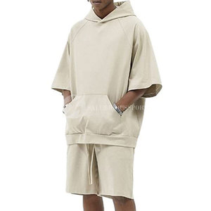 Trendy Winter Casual <b>Gym</b> <b>Hoodie</b> & Shorts Sets with Customized Design Two-Piece Matching Shorts for Men's 100% Cotton - Product Image 3