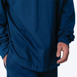 Nueva llegada logotipo personalizado camisa informal ajuste relajado cuello redondo hombres manga larga Camiseta 100% algodón manga larga Henley camisa - Product Image 4