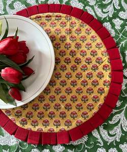 Valentine coeur forme indien main bloc Floral imprimé coton napperons mariage décor à la maison ou petite amie cadeau - Product Image 3