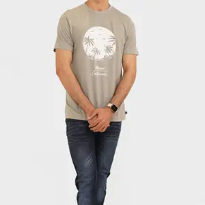 Beautiful white color print on front custom MOQ high quality made men wholesale rate t shirts