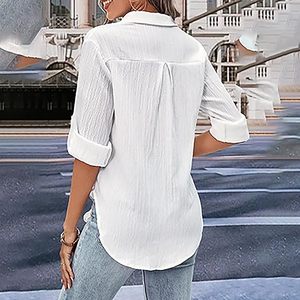 Blusa de mujer Camisas de manga larga Camisa social de oficina de color sólido - Product Image 4