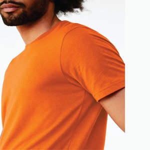 Camiseta de manga corta CVC unisex naranja neón personalizada OEM-52% algodón Airlume, 48% Poli, 4,2 oz - Product Image 5