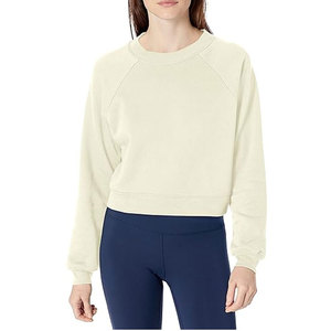 Sudadera raglán recortada de gran tamaño para mujer, Sudadera con capucha de entrenamiento elegante, jersey de cuello redondo personalizado, sudaderas, Top corto relajado, insignia - Product Image 5