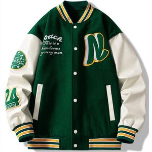 Chaqueta de béisbol para hombre, ropa de calle personalizada, bordado de chenilla, chaquetas de invierno de lana con letras, chaqueta universitaria de cuero - Product Image 6