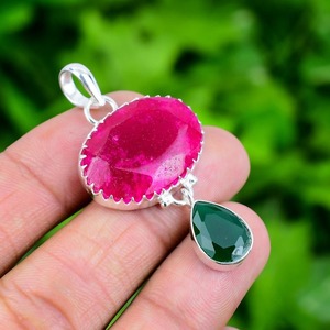 925 sello plata boda regalo joyería colgante 925 plata esterlina hecho a mano piedra preciosa rubí Spinner aniversario moda colgante - Product Image 4