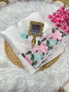 Nouvelle élégance Dressing tendance tenue pur doux Zimmy Choo soie Saree Blouse Multi couleur séquence broderie travail à vendre - Product Image 4