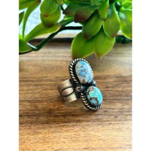 Golden Hills Turquoise Sterling <b>Silver</b> <b>Adjustable</b> Boho Statement <b>Ring</b> - Product Image 4