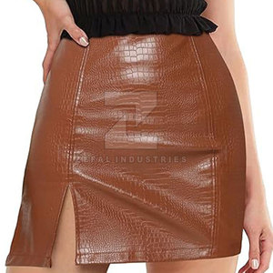 2025 Latest Design Women's Breathable Eco-Friendly Leather Skirt <b>Knee</b>-Length Party Wear <b>High</b> Quality in Stock - Product Image 4