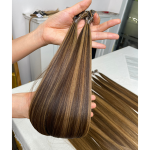 #2/6 Color Extensiones de cabello de punta plana 100g Sin procesar Virgen Vietnamita Cabello humano Queratina Extensiones de cabello de punta plana - Product Image 1