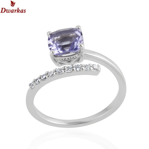 Anillo de Bodas de compromiso de circón de cristal de tanzanita de Plata de Ley 925 de alta calidad para mujer recién llegado al por mayor para fiestas - Product Image 1