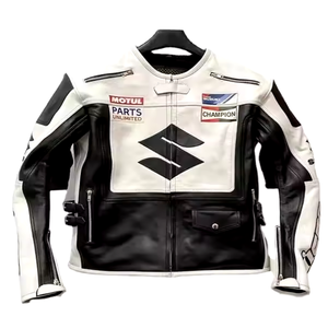 แจ็กเก็ตนักแข่งแบบวินเทจสำหรับทุกเพศเสื้อแจ็กเก็ตกันหนาวแบบลำลองสำหรับกลางแจ้งเสื้อแข่งรถ - Product Image 1