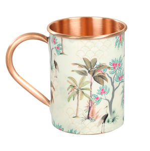 Mug en cuivre imprimé décoratif avec illustration artistique de la nature et poignée en cuivre lisse pour une boisson saine - Product Image 1