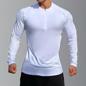 Venta al por mayor Activewear Nuevo Diseño Slim Fit Compresión ropa de gimnasio Manga larga completa Lujo ropa activa cuarto de camisa con cremallera para los hombres - Product Image 6