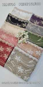 ผ้าปักลายลินิน ผ้าฝ้าย ผ้าซาติน พิมพ์ลายสีพลัมเข้ม ผ้าคลุมไหล่แบบดั้งเดิม ขอบประดับตกแต่งอย่างสวยงาม ใช้ได้ทุกฤดู ใส่ได้ทุกวัน ลายดอกไม้ 12 ดอก 5611 - Product Image 4