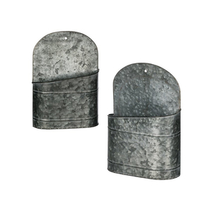 Nice Quality Handmade Decorative Metal Iron Pocket Planter for Home Hallway Decoration SET of 2 <b>Wall</b> <b>Mounted</b> Galvanized Planter - Product Image 3