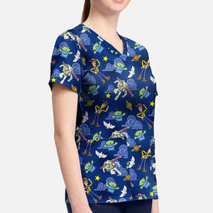 Uniforme Médico Cómodo y Elástico de Alta Calidad para Enfermeras y Doctores, Conjunto de Uniforme con Cuello en V, Mangas Cortas y Pantalones Jogger Unisex - Product Image 2