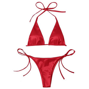 Ensemble bikini taille haute personnalisé pour femme, 100 % coton biologique, écologique, sexy, deux pièces, string, tenue de plage – Tendance du moment - Product Image 2