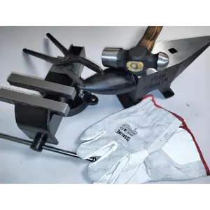 High-Performance Casting Services Kit Including 10KG Anvil Bench Vice Hammer Flat Nose Pliers Flower Leather Glove Size L