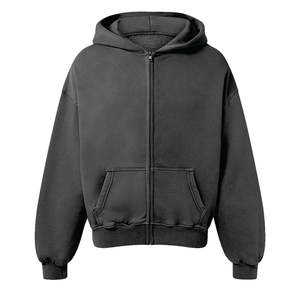 Sweat à capuche zippé personnalisé pour homme en polyester/coton, veste streetwear oversize premium pour l'hiver, avec logo brodé, impression, polaire, pour la gym et les loisirs - Product Image 1