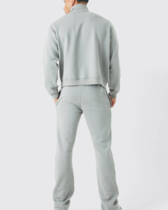 Conjunto Deportivo de 2 Piezas para Hombre, Ropa Deportiva de Algodón y Felpa, Sudadera con Media Cremallera y Pantalones de Pierna Recta, Logotipo Frontal - Product Image 6