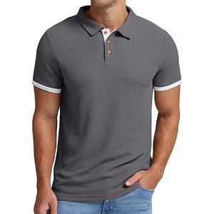 Imprimé personnalisé pour hommes pour polos de haute qualité 100% coton solide motif toile multi-couleurs à vendre avec broderie - Product Image 2