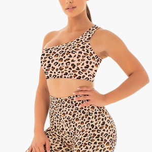 Soutien-gorge de sport personnalisable XS-XL de haute qualité haut court à une épaule conception d'impression de fitness simple doublure en spandex à épaules dénudées un - Product Image 5