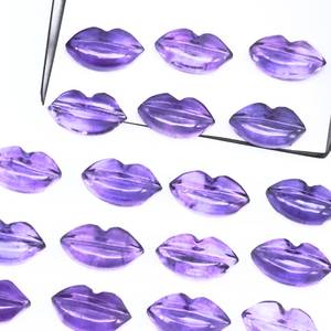 Belles perles naturelles en forme de lèvres Multi Fluorite-breloques en pierres précieuses sculptées à la main 14x8mm - Product Image 2