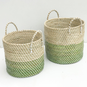 Panier en jonc de mer de haute qualité paniers en herbe de mer écologiques organisateur de stockage de placard en paille en gros - Product Image 5